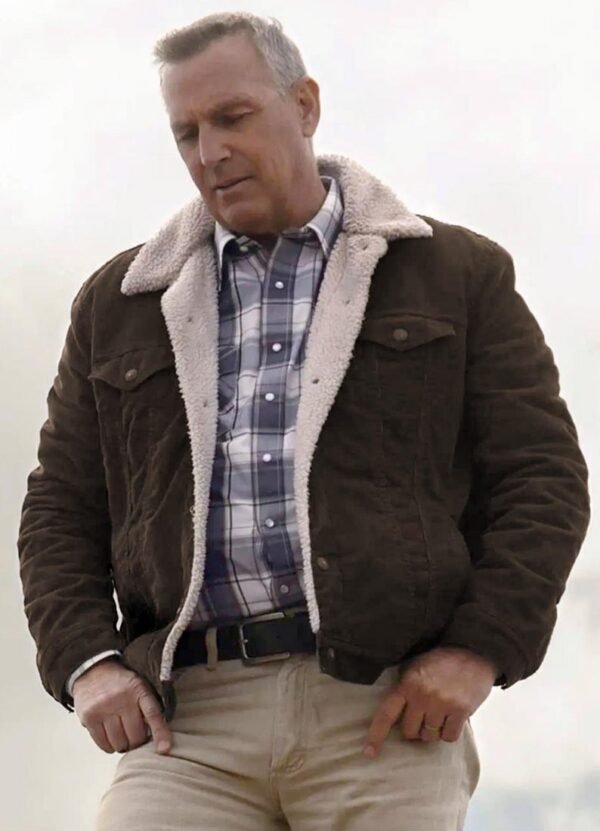 Kevin Costner Faux Fur Lining Suede Leather Jacket